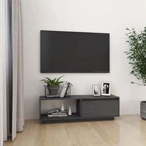 Mobile Porta Tv Grigio 110x30x33,5 Cm İn Legno Massello Di Pino /