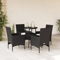 Set da Pranzo da Giardino con Cuscini 5 pz Polyrattan e Vetro 3278616