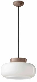 Sospensione Vintage Decò Maracana Vetro-Ceramica Bianco-Marrone 1 Luce E27