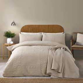 Set copripiumino e federa beige per letto matrimoniale e per letto esteso 230x220 cm Folkstone Geo – Catherine Lansfield