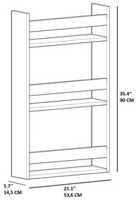 Mensola Sospesa Portariviste 3 Ripiani 54x14x90 Mara Rovere