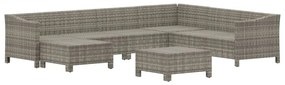 Set divani da giardino 8 pz con cuscini in polyrattan grigio