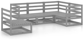 Set Divani da Giardino 5 pz Grigio in Legno Massello di Pino