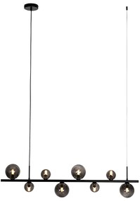 Lampada a sospensione nera con vetro fumé oblungo 8 luci - Monaco