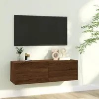 Mobile TV Muro Rovere Marrone 100x30x30cm Legno Ingegnerizzato 815098