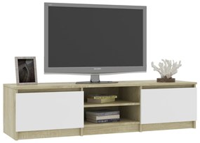Mobile tv bianco rovere sonoma 140x40x35,5 cm legno multistrato