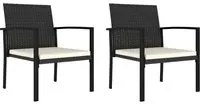 Sedie da Pranzo per Giardino 2 pz in Polyrattan Nero 317170