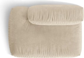 Parte divano componibile beige (con penisola a sinistra) con rivestimento in velluto Martina – Micadoni