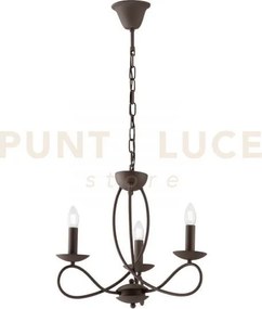 Lampadario ginevra corten 3 luci attacco e14 48x120cm con candelier...