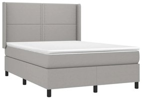 Letto a Molle Materasso e LED Grigio Chiaro 140x190 cm Tessuto