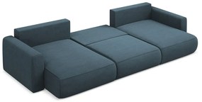 Divano angolare blu allungabile/con contenitore (a U) Kapua – Makamii