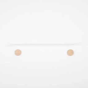 Mensola da parete in acciaio bianco con dettaglio in legno di quercia con 2 ganci , lunghezza 60 cm Hook - Gazzda