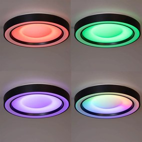 Plafoniera nera con LED RGBW dimmerabile incluso e telecomando - Arco