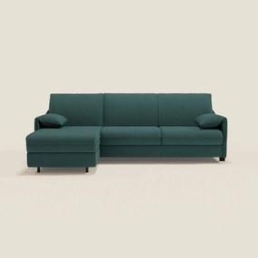Primula divano letto angolare con materasso H18 cm - penisola contenitore in tessuto smacchiabile T05
