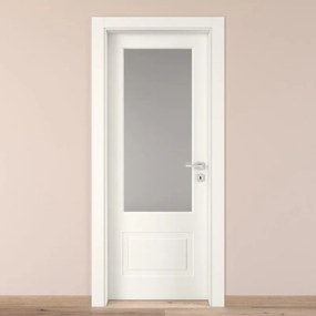 Porta tamburata battente Shibuya Vetro bianco L 70 x H 210 cm sinistra