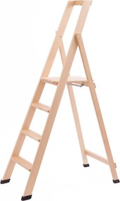 Scala Pieghevole in Legno 4 Gradini H88 cm Naturale...