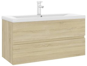 Mobile con lavabo integrato rovere sonoma in legno multistrato