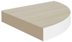 Mensole angolari 2pz rovere e bianco 25x25x3,8 cm in mdf