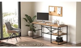 Scrivania Industrial Con Ripiani Laterali 160x60x75H Rovere E Antracite Voyage DX