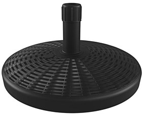 Base Tonda Per Ombrellone Centrale Da Giardino Riempibile Con 24 Kg Di Acqua o Sabbia Da Giardino Per Palo Centrale Resistente Alle Intemperie Terrazzo Balcone In Plastica Effetto Rattan 26 cm Nero