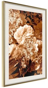 Poster  Bouquet in Sepia  Cornice Quadri Cornice d'oro con passe-partout, Larghezza x Altezza Home decor 20x30