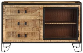 Credenza 100x31x60 cm in legno massello di mango grezzo