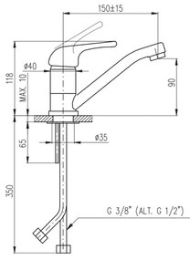 RAV Slezák SA015.0 - Miscelatore per lavabo SAZAVA 15 cm, finitura cromo lucido