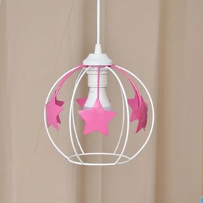 Lampadario a sospensione per bambini STARS 1xE27/15W/230V rosa/bianco