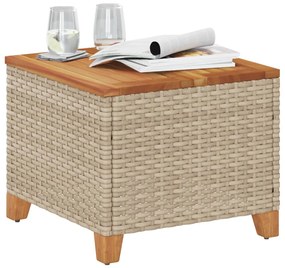 Tavolo da giardino beige 45x45x37 cm polyrattan e legno acacia