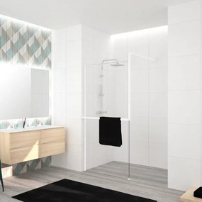 Box doccia walk-in Elidesign, vetro 8 mm, L max 160 cm x H 200 cm, profilo bianco