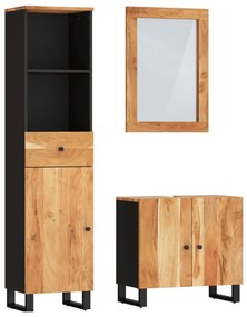 Set mobili da bagno 3pz in legno massello di acacia