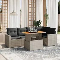 Set Divano da Giardino 6 pz con Cuscini Grigio in Polyrattan 3271305