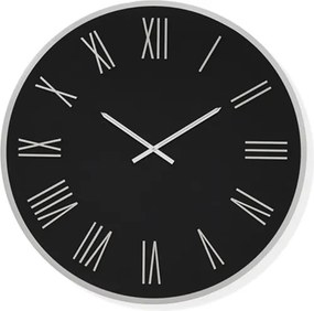 Orologio rotondo D60 cm in Laminam Nero con dettagli Argento LAZARUS