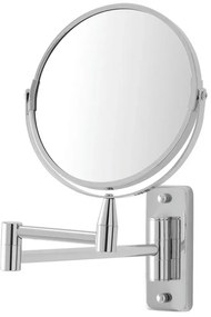 Specchio beauty a muro orientabile in acciaio cromo con ingrandimento