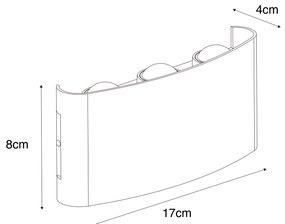Lampada da parete per esterni nera con LED 6 luci IP54 - Silly