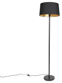 Lampada da terra moderna nera con paralume nero 45 cm - Simplo