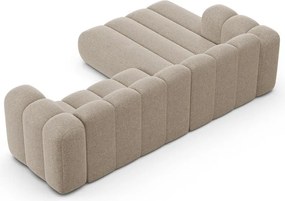 Divano angolare beige (con penisola a sinistra/con chaise lounge) con rivestimento in ciniglia Lupine – Micadoni