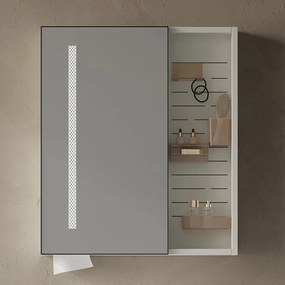 Kamalu - Mobile bagno 60 cm lavabo integrato e specchio contenitore | KAM-NS60