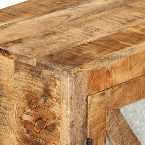 Credenza 80x30x71 cm in legno grezzo massello mango e metallo