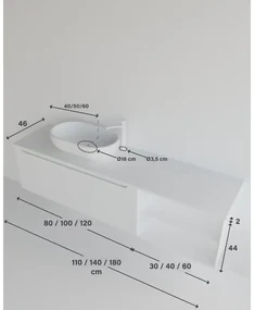 Mobile da bagno sotto lavabo MADERO terracottà laccato L 140.5 x H 46 x P 46 cm 1 cassetto, lavabo non incluso