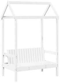 Set letto e panca con tetto bianco 90x190cm legno massello pino