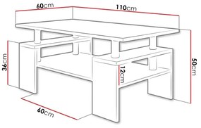 Tavolino CUBE 50x110 cm bianco