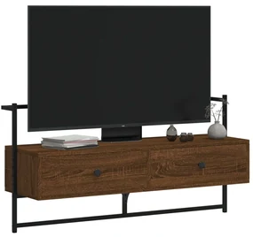 Mobile tv a muro rovere marrone 100,5x30x51cm legno multistrato