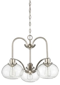 Lampadario Industrial Trilogy Metallo Nichel Spazzolato 3 Luci E27 3 Diffusori