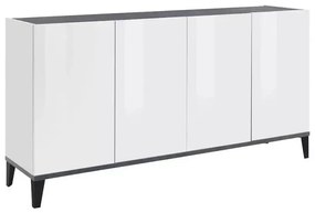 Credenza Sunrise - Sideboard con 4 Ante in Bianco Lucido - Dimensioni 160 x 40 x 82 cm