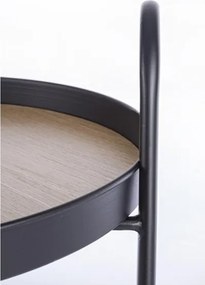 Tavolino tondo stile industrial piano in legno e struttura in acciaio Everitt D41 Bizzotto