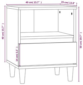 Comodino Rovere Fumo 40x35x50 cm