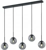 Sospensione in Linea 5 Sfere Vetro Fum Balini Antracite Trio Lighting