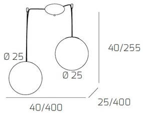 Sospensione Contemporanea Target Metallo Cromo Vetro Cromo Trasp 2 Luci E27 25Cm