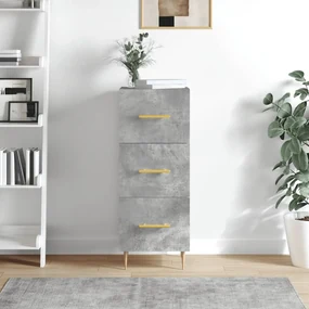 Credenza grigio cemento 34,5x34x90 cm in legno multistrato